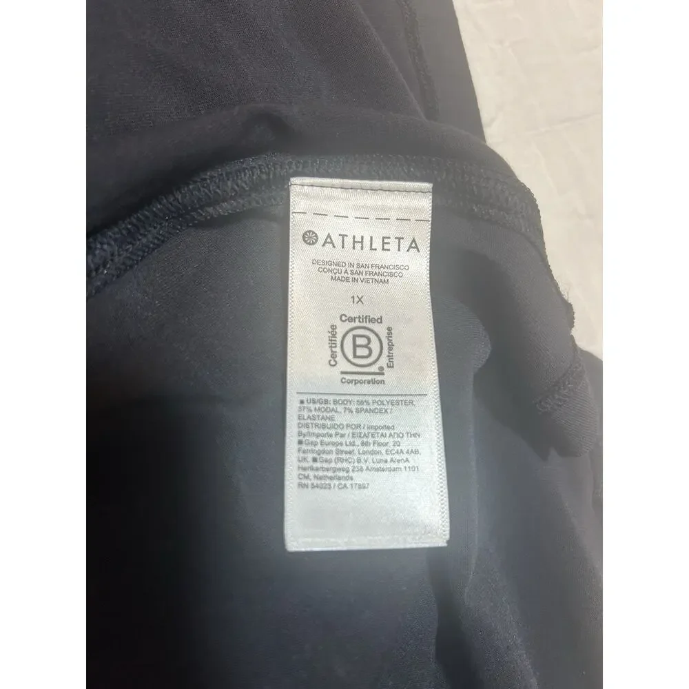 Athleta Tank Top Womens 1X Black Solid Stretch Round Neck Sleeveless Activewear - Picture 5 of 6